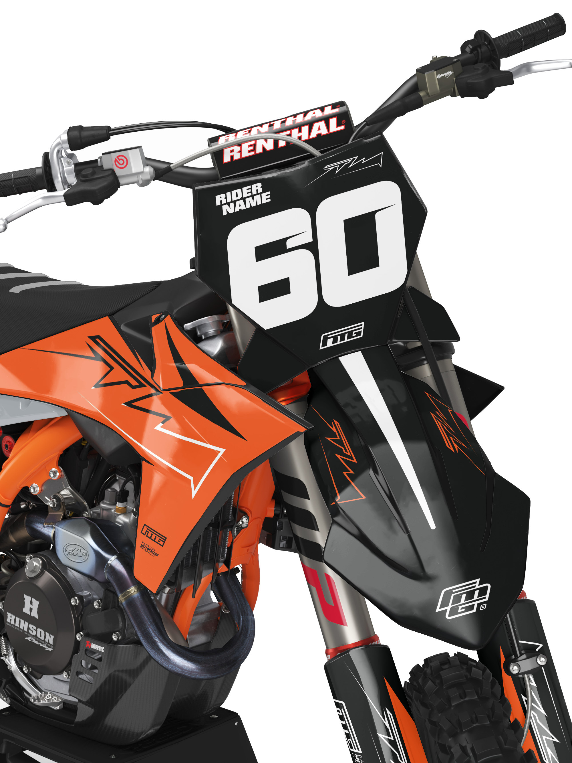Arcanine Orange & Black Graphics Kit.  KTM SX SXF EXC EXCF XCW XCEW XC XCE XCE Factory Motocross Graphics
