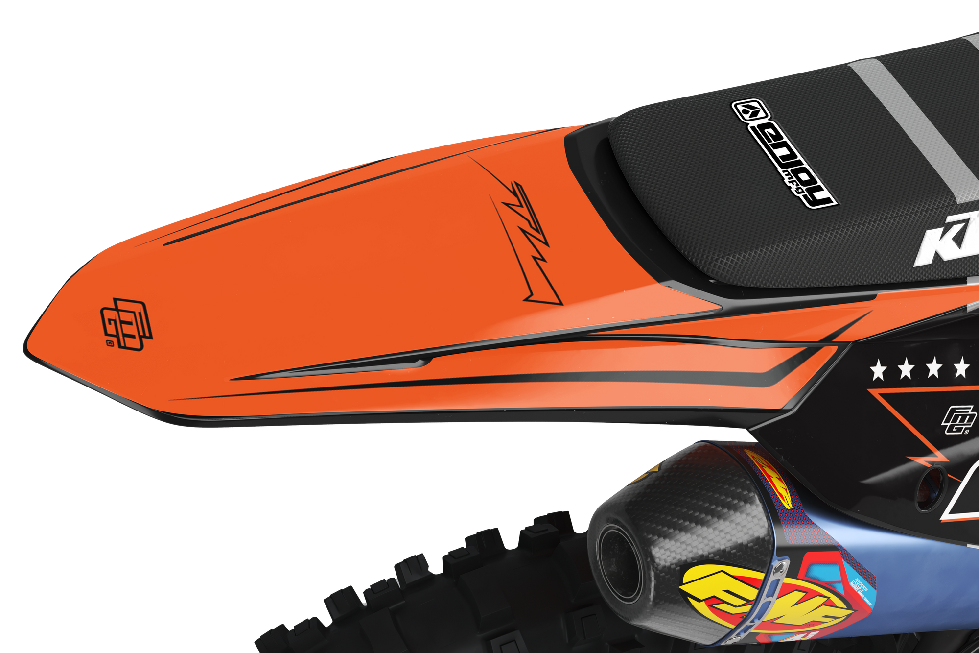 Arcanine Orange & Black Graphics Kit.  KTM SX SXF EXC EXCF XCW XCEW XC XCE XCE Factory Motocross Graphics