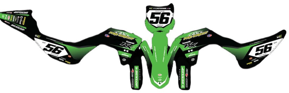 KAWASAKI ProCircuit Zwart &amp; Groen Team Grafische Kit