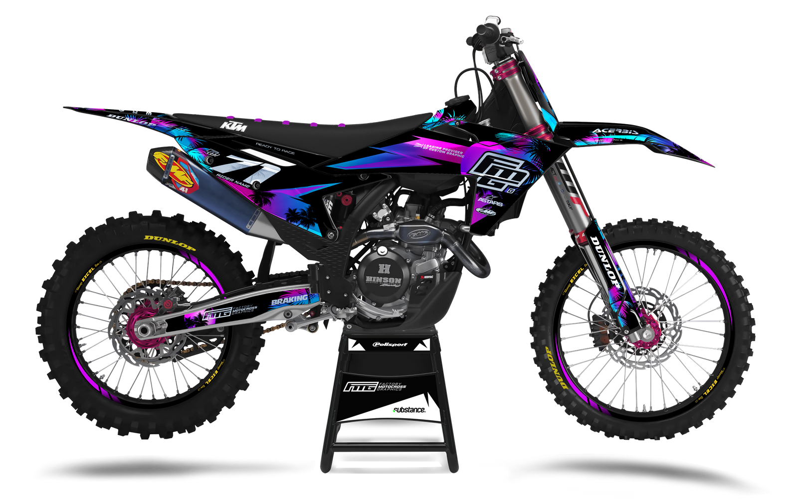 Fits KTM  Chrome  Black Palm Graphics Kit.