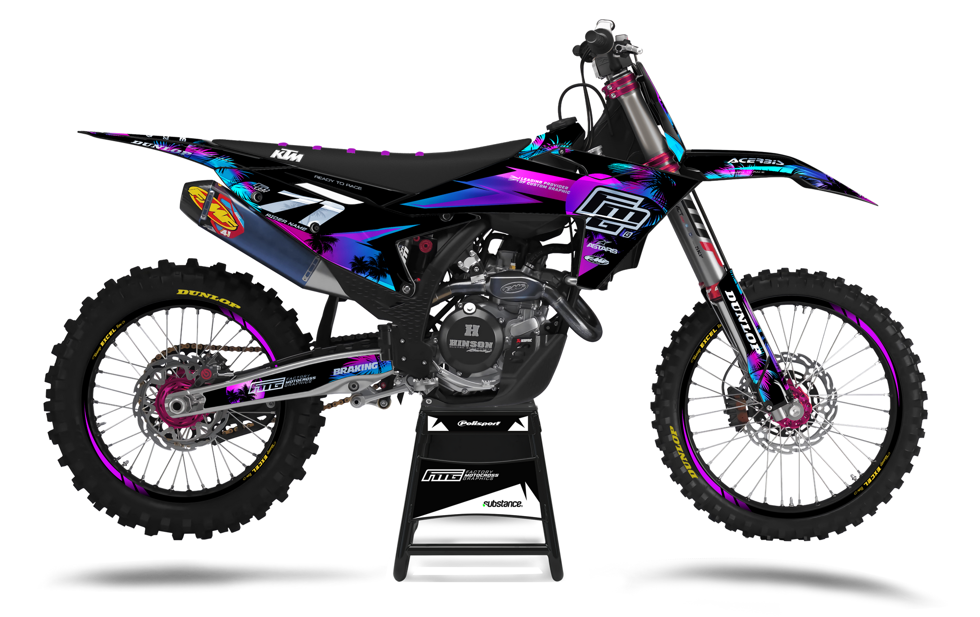 Fits KTM  Chrome  Black Palm Graphics Kit.