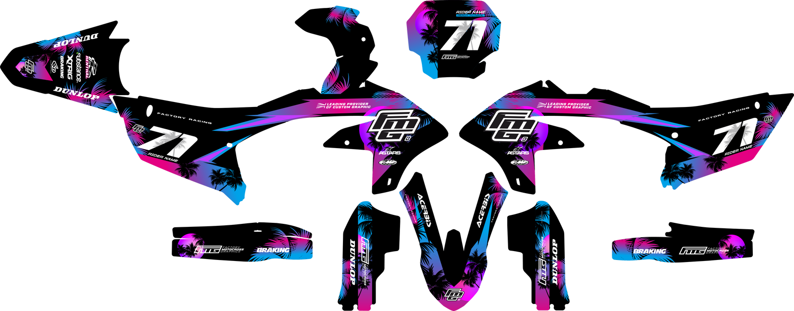 Yamaha YZ YZF Zwarte Palm Graphics Kit