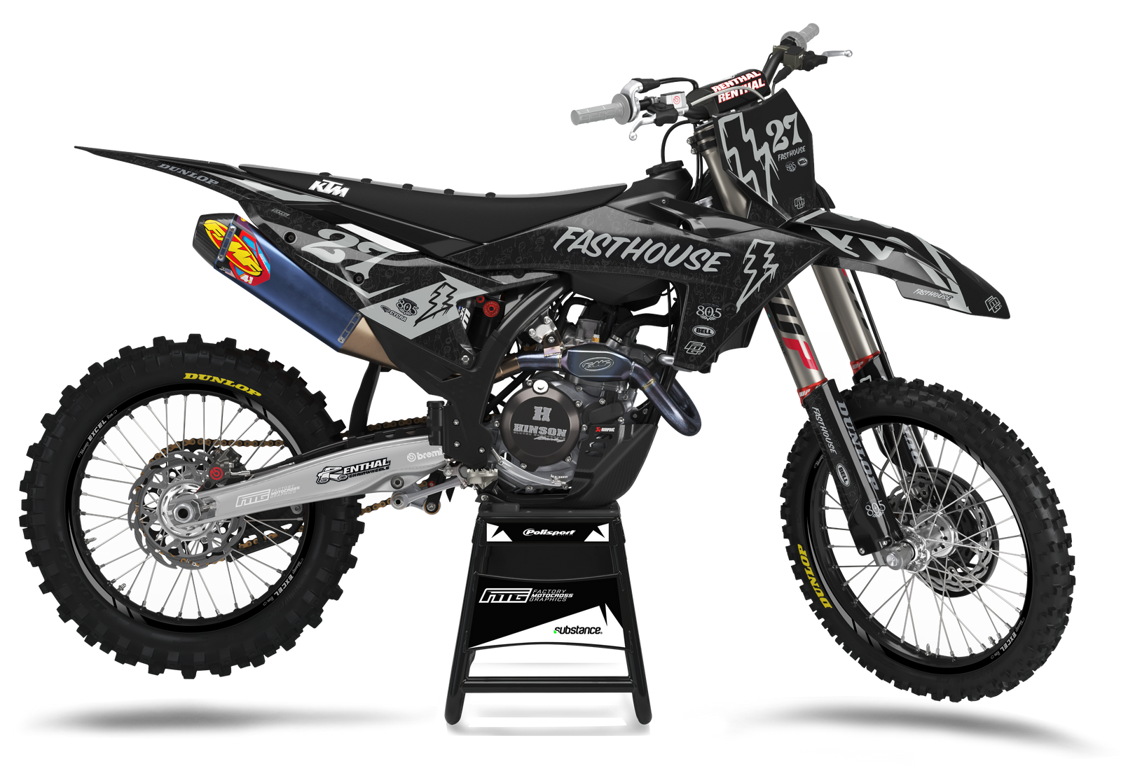 Fits KTM Fasthouse Black Mayhem Factory Graphics Kit