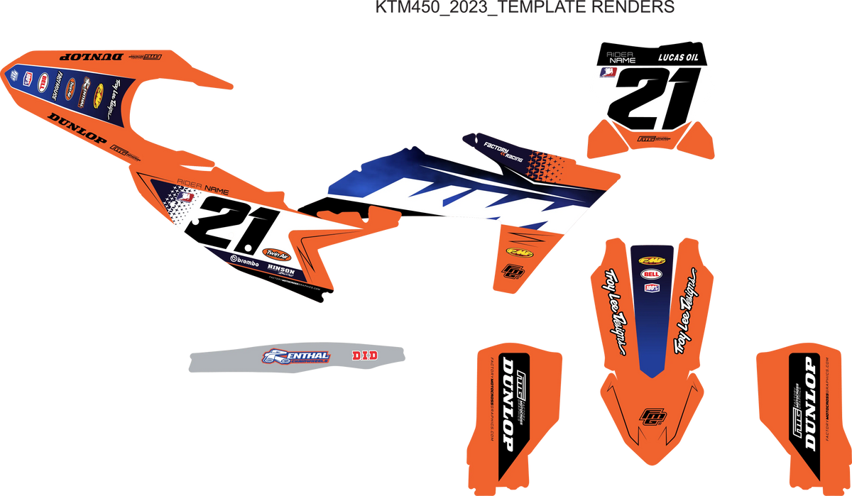 Fusible compatible avec le kit graphique orange KTM.