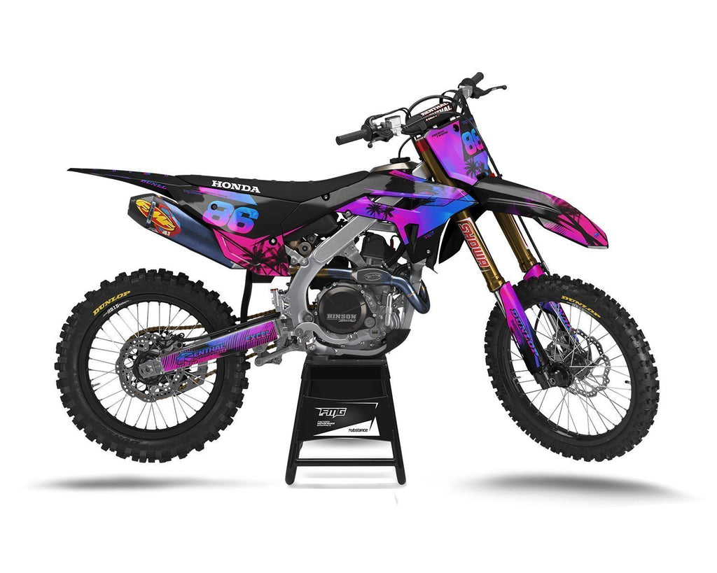 Honda Motocross Palm Tree Hawaii Miami Purple Graphic Kit UK