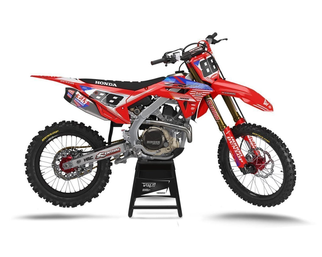 Honda Patriot American Flag Style Motocross Off Road Graphic Kit Honda Patriot American Flag Style Motocross Off Road Graphic Kit