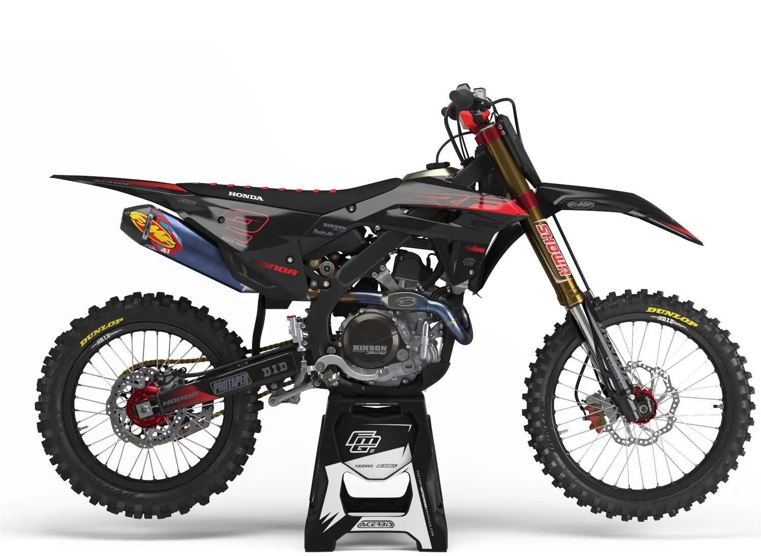 Kit graphique furtif noir Honda CRF/CR
