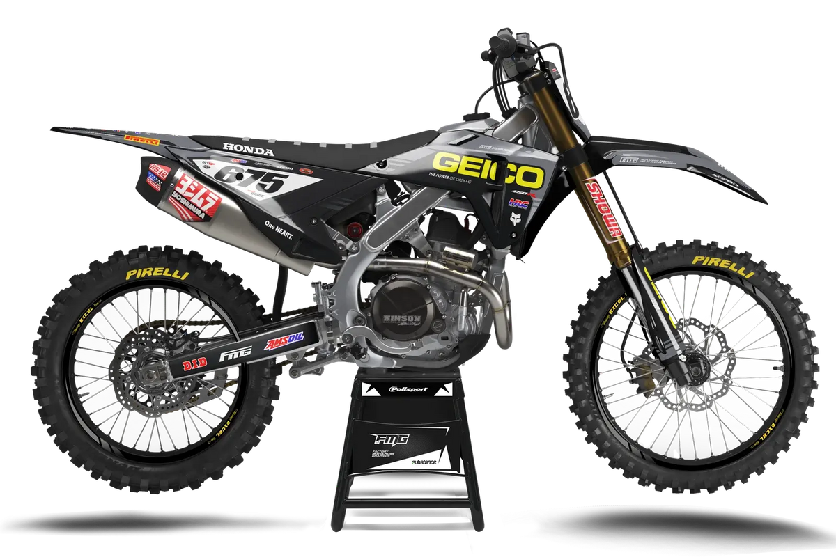 Honda CRF/CR GEICO Grey FMG Graphics Kit