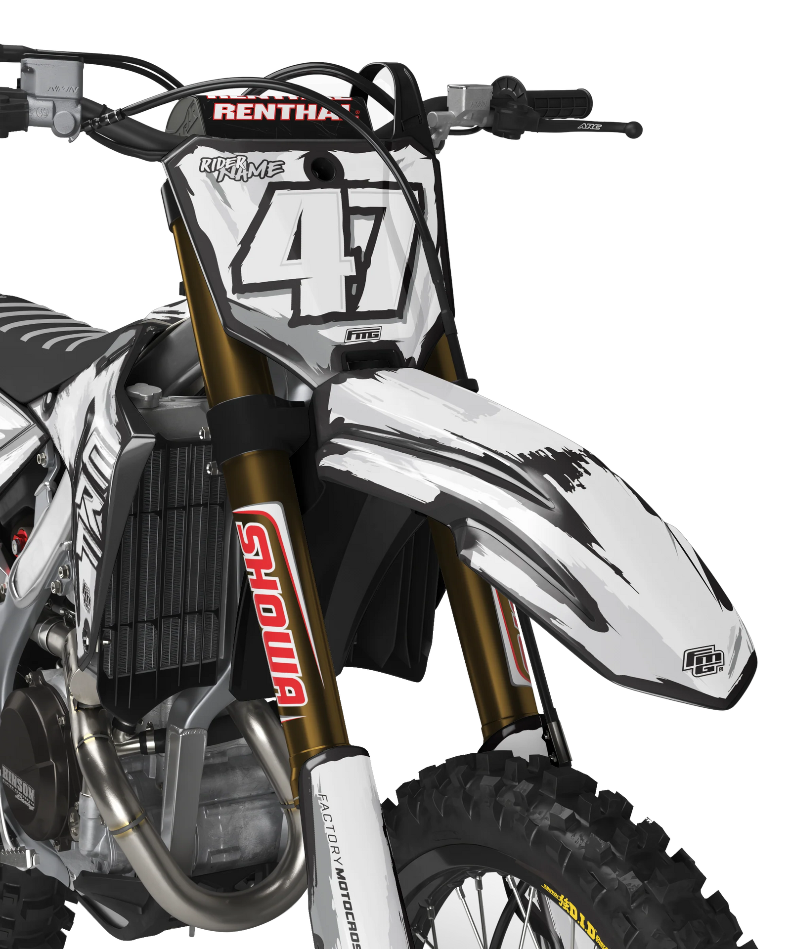 Honda TOON BLACK & WHITE GRAPHICS KIT - factorymotocrossgraphics