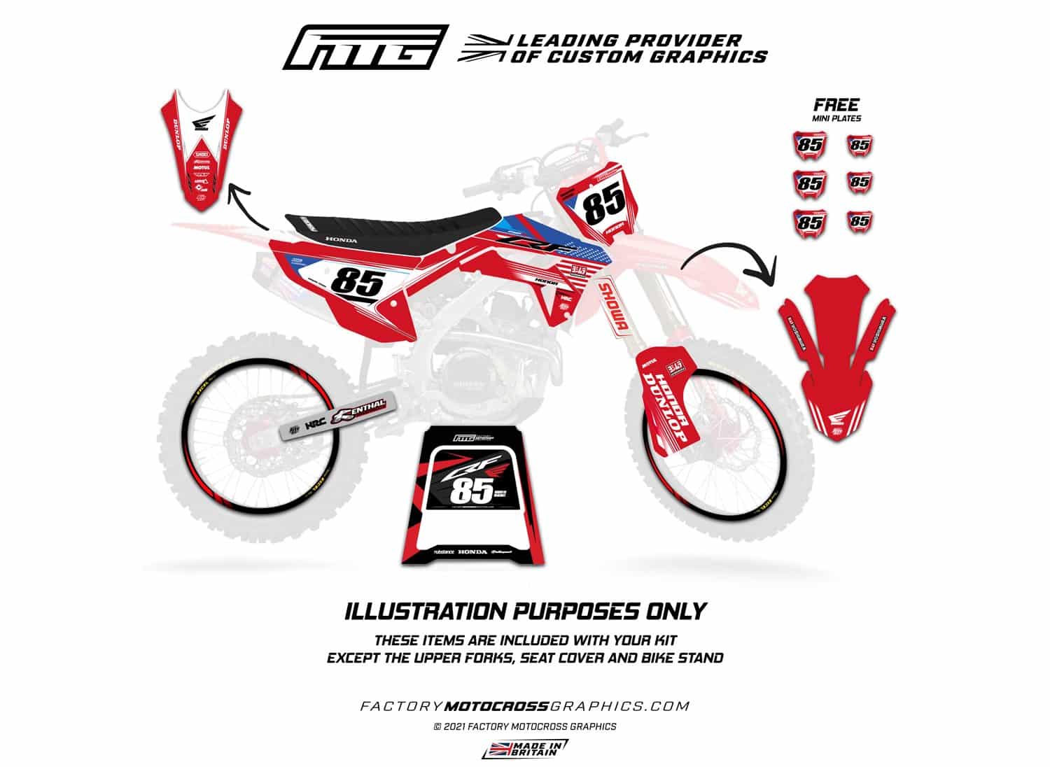 Honda CRF/CR Black Palm Graphics Kit