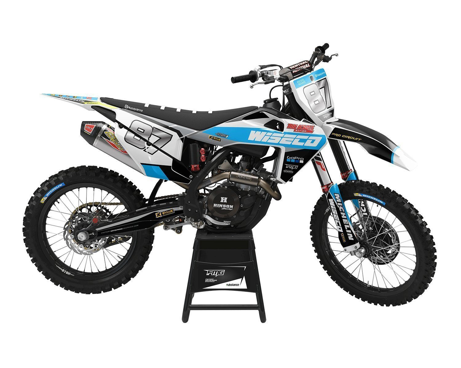 Neon Baby Blue Husqvarna Graphics Kit