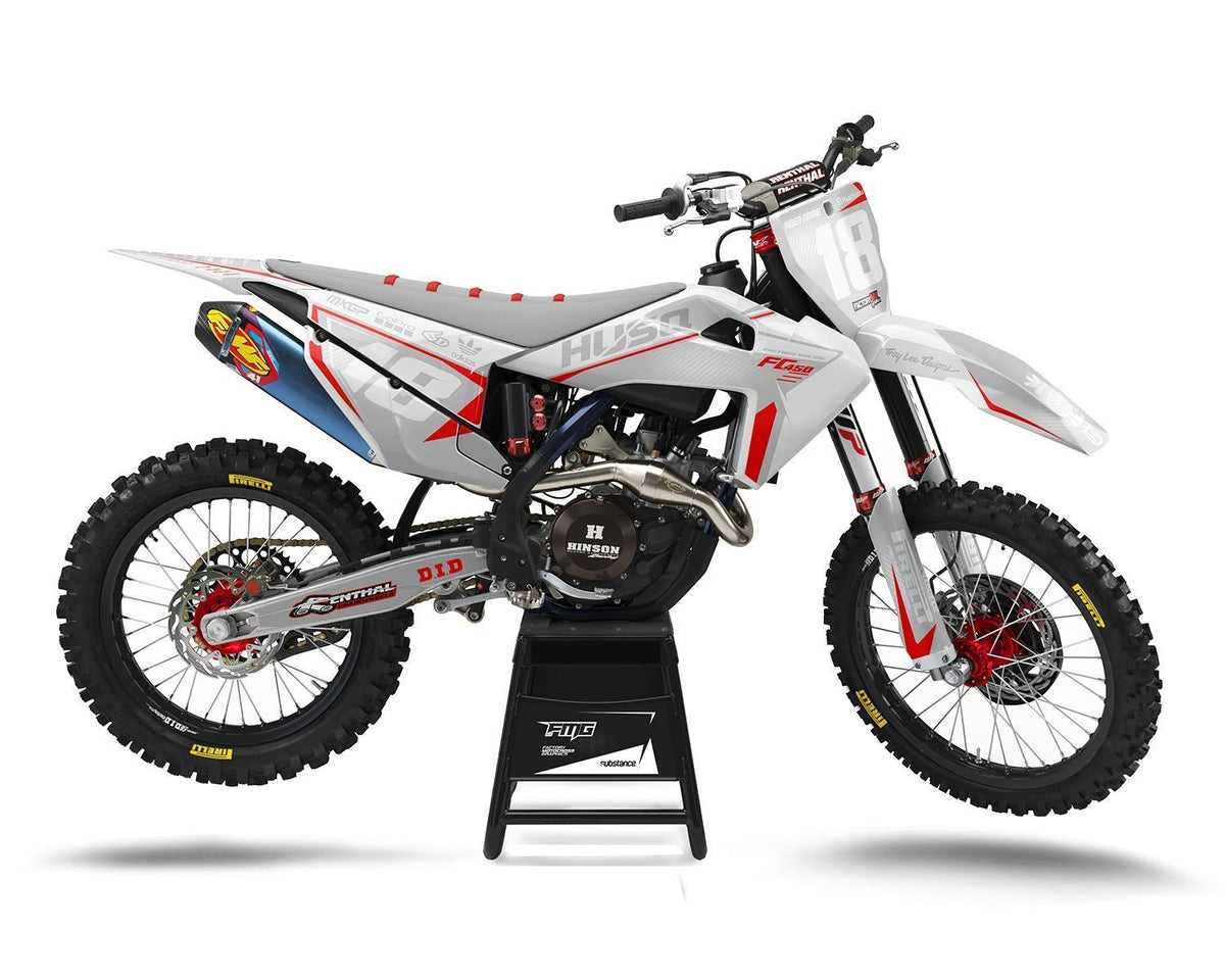 White Husqvarna Dirt Bike Graphics