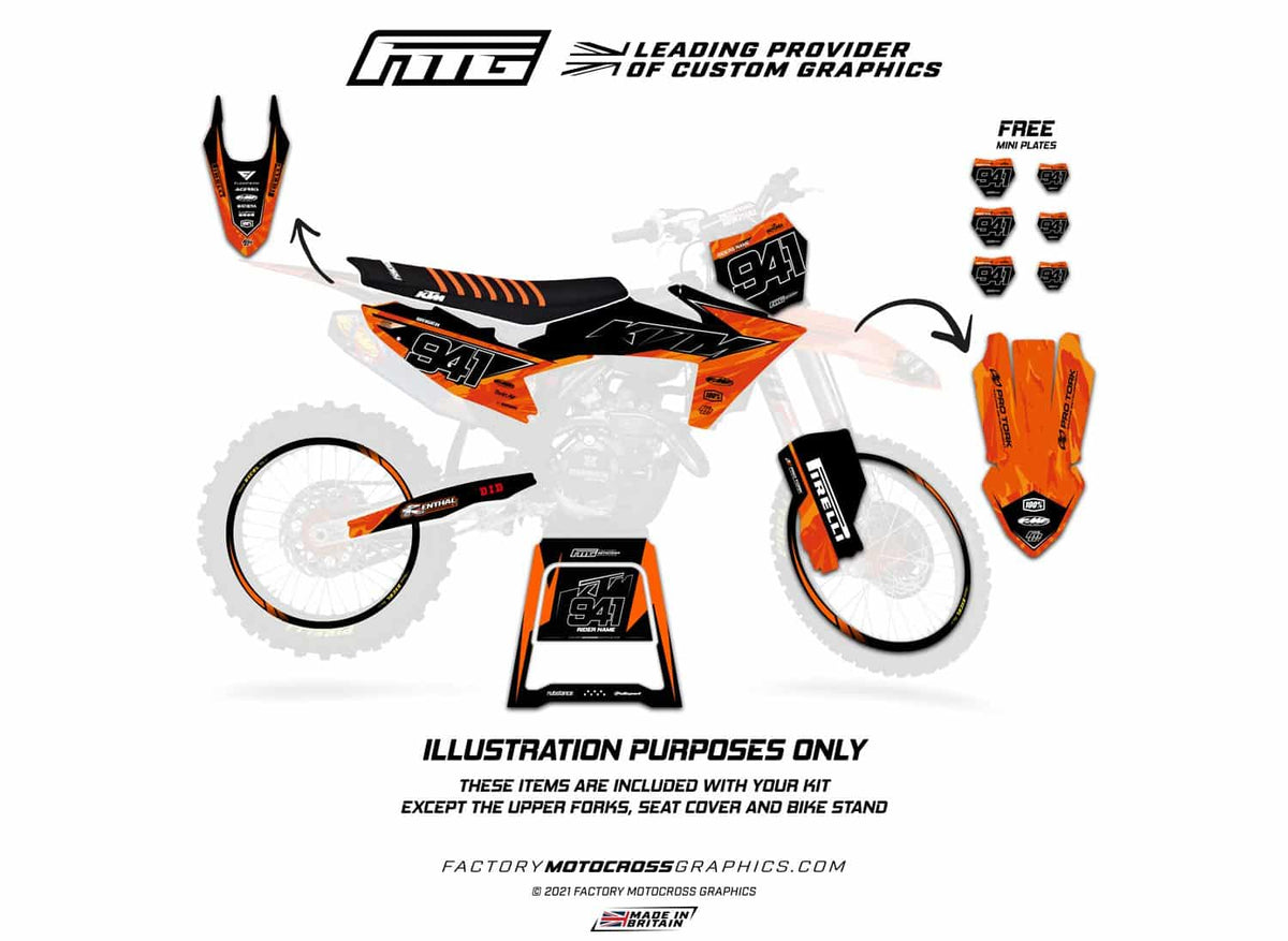 Fits KTM SX / SXF Grey Fuse Graphics Kit