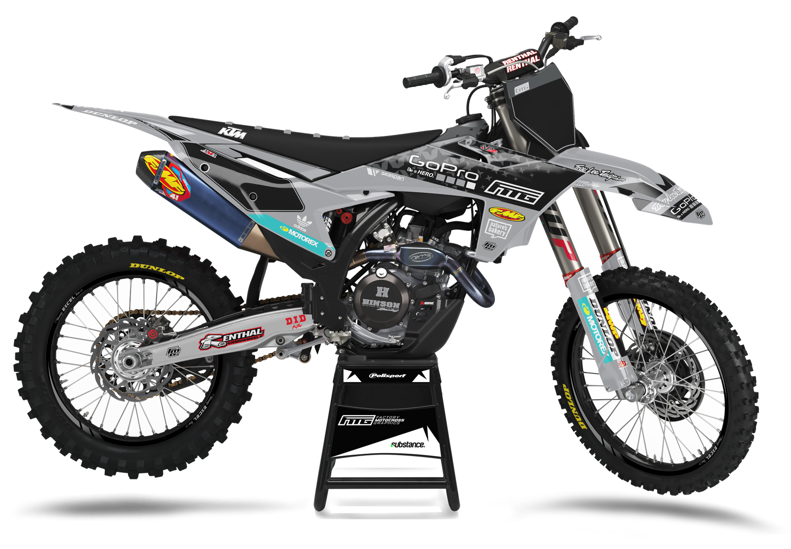 FMG GoPro KTM SX / SXF Grey Factory Graphics Kit