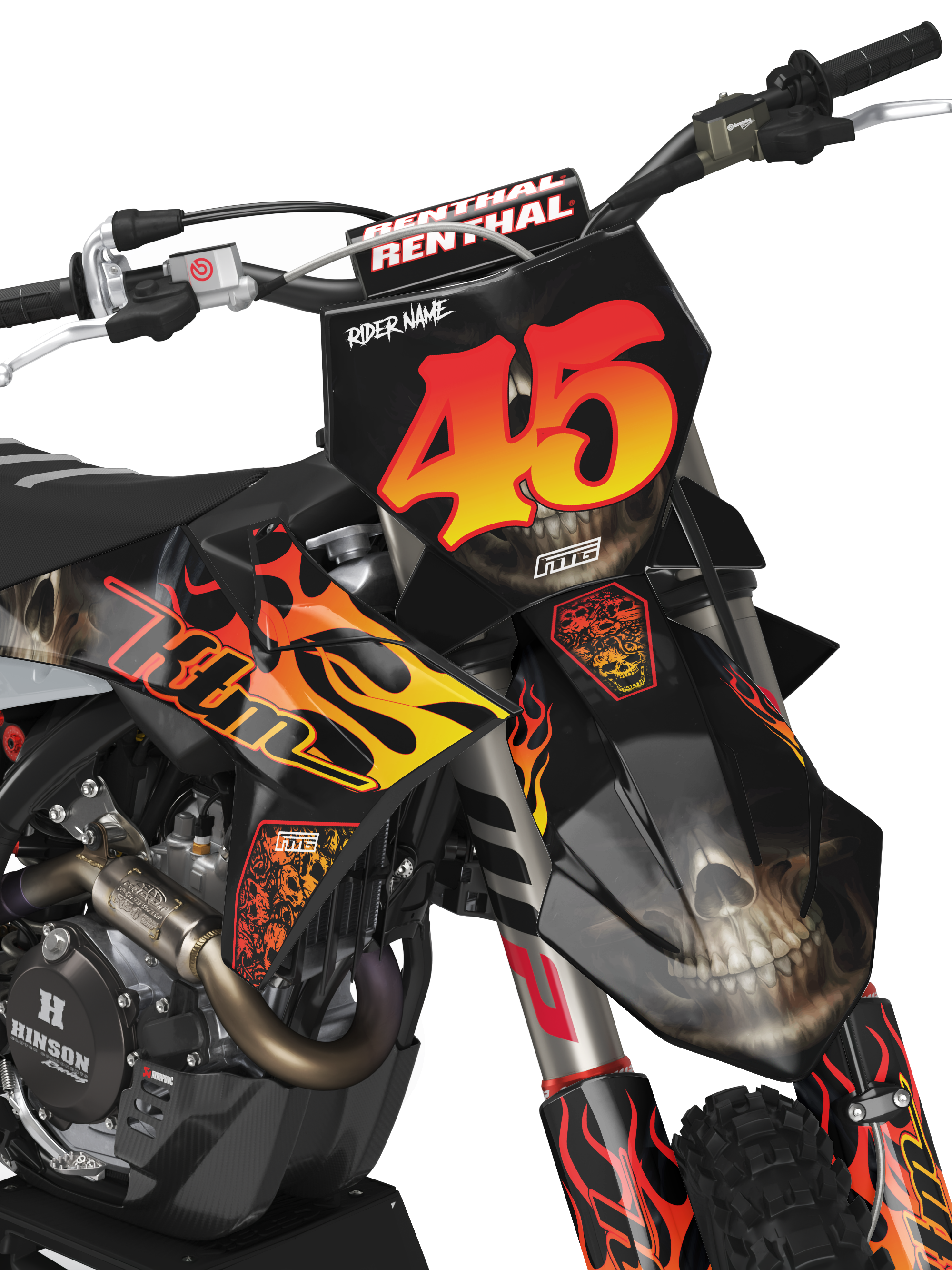 Sculls Flames & Thunder Graphics Kit.  KTM SX SXF EXC EXCF XCW XCEW XC XCE XCE Factory Motocross Graphics