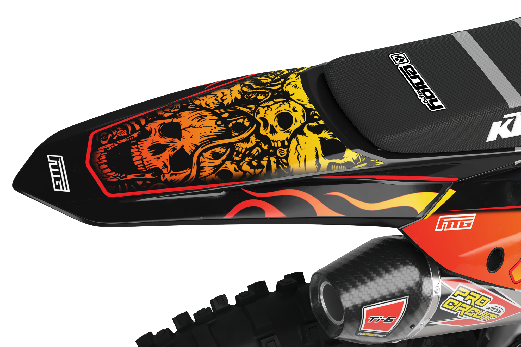Sculls Flames & Thunder Graphics Kit.  KTM SX SXF EXC EXCF XCW XCEW XC XCE XCE Factory Motocross Graphics