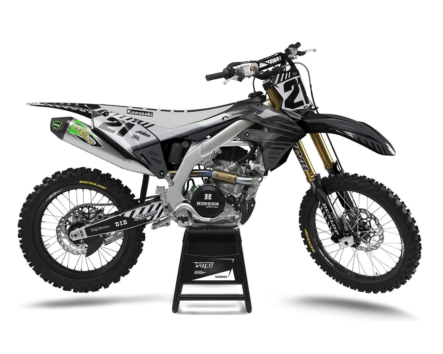 Grey Kawasaki Motocross Decals