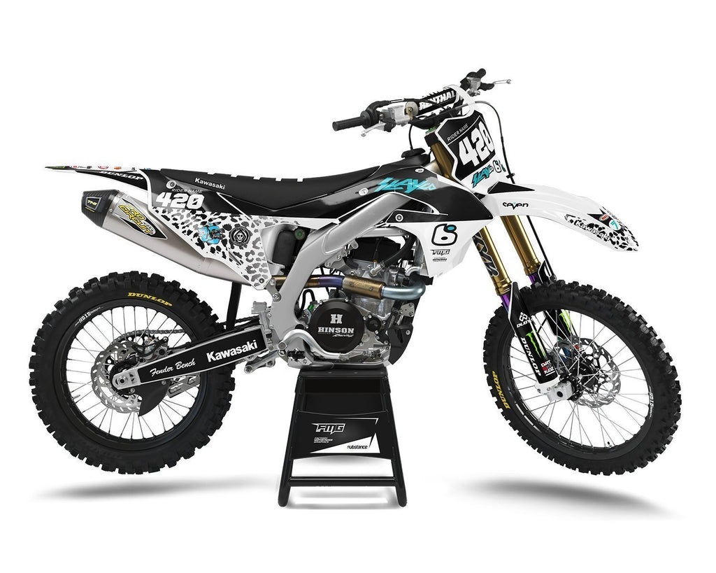 Kawasaki White Leopard Graphics Kit - factorymotocrossgraphics