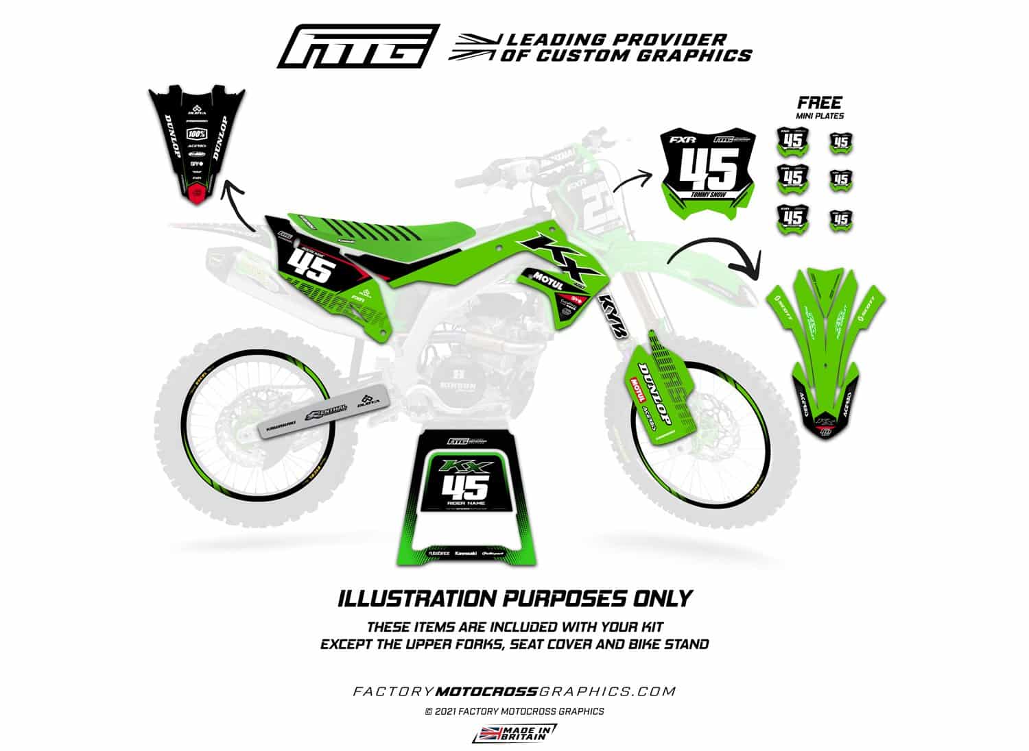 Kawasaki KXF/KX Kawi Green Graphics Kit