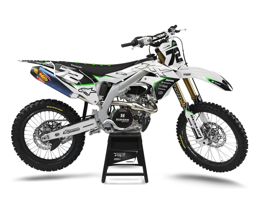 White Custom Kawasaki KXF250 KXF450 KLX110 MX Decal Kits