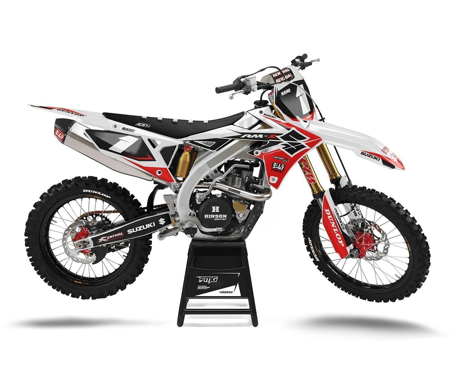 Suzuki Factory Racing White Graphics Kit - factorymotocrossgraphics