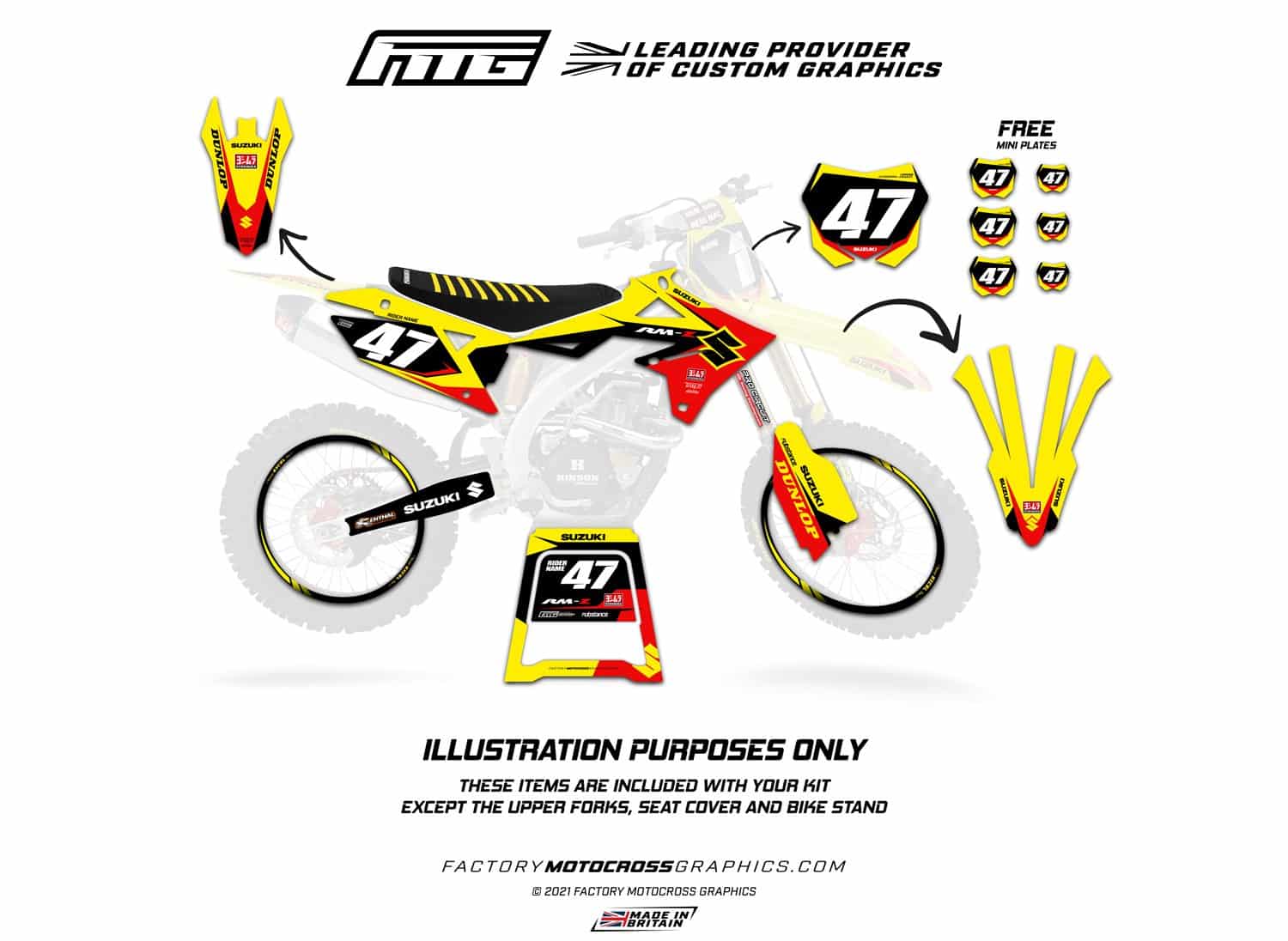 SUZUKI 2025 FMG FACTORY EDITION GRAPHICS KIT.RM RMZ RMX DRZ FACTORY MOTOCROSS GRAPHICS