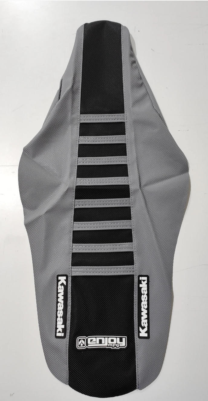 Geniet van Kawasaki Grey Ribbed Black Grey Seat Cover