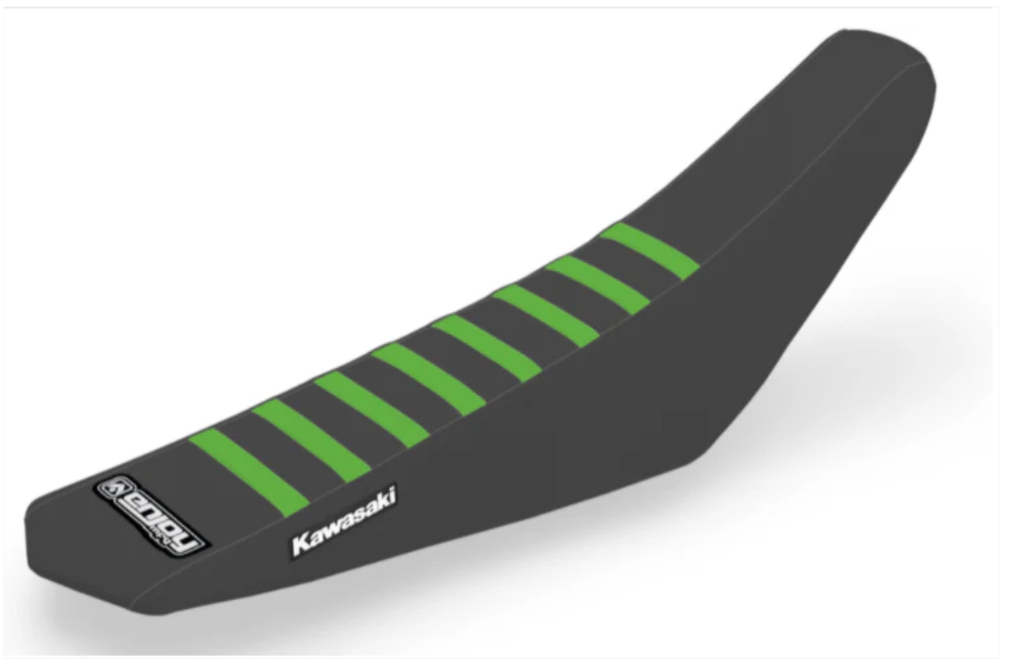 Enjoy Kawasaki Black Green Ribbed Seat Cover