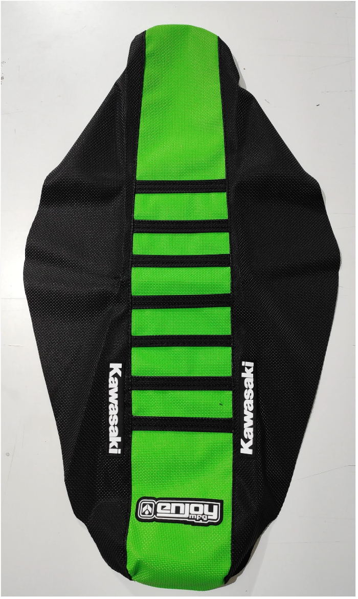 Profitez de la housse de siège noire côtelée verte noire Kawasaki