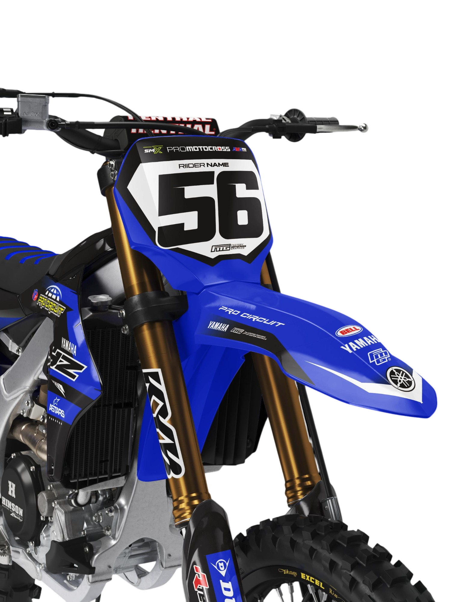 YAMAHA YZF YZ PW TTR WR WRF PRO CIRCUIT Blue & Black Team Graphics Factory Motocross Graphics