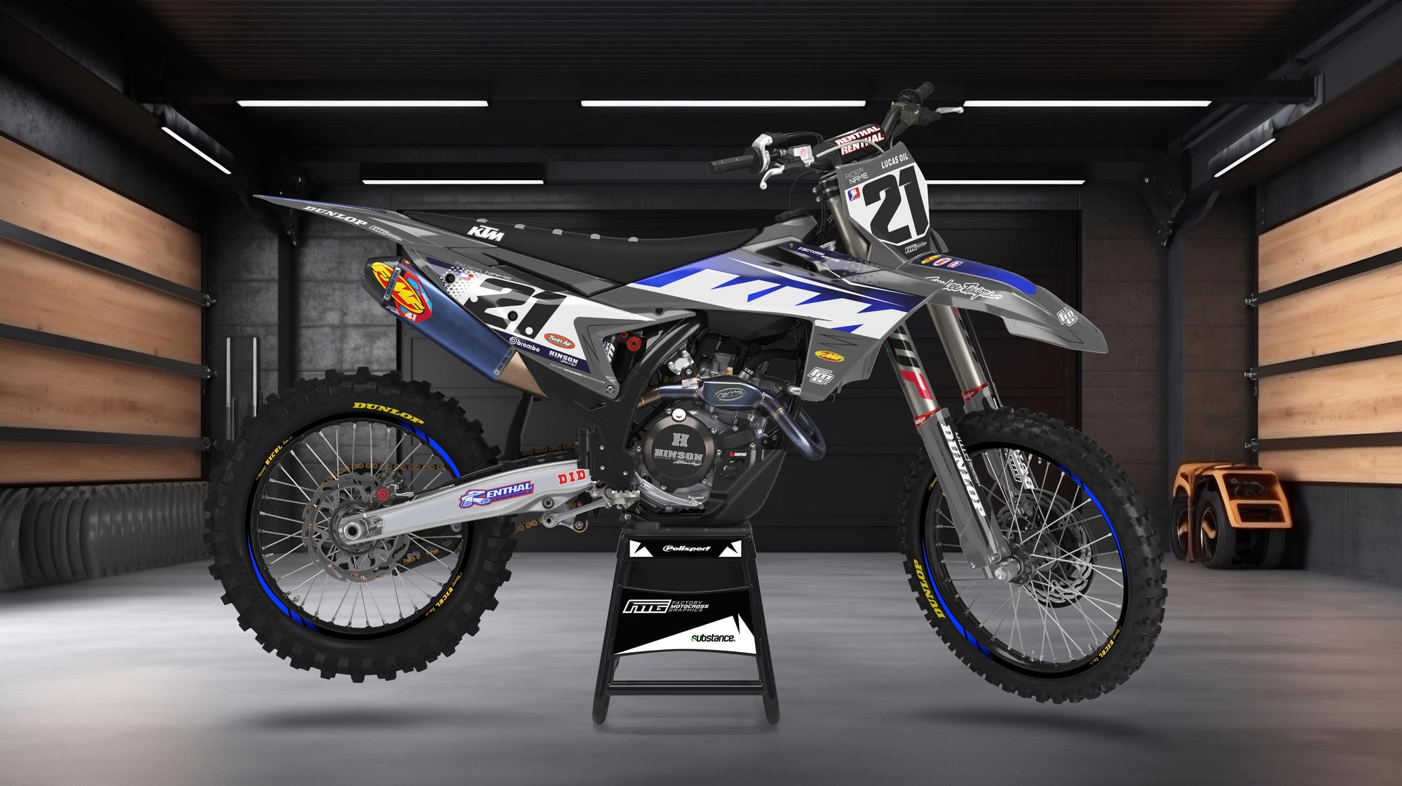 FUSE KTM Grey GRAPHICS KIT. KTM SX SXF EXC EXCE XCW XCEW XC XCE XCE FACTORY MOTOCROSS GRAPHICS
