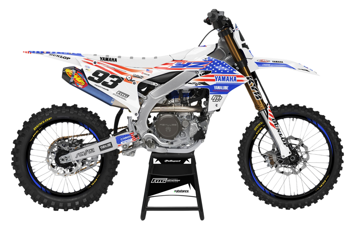 Yamaha GYTR RED WHITE &amp; BLUE GRAPHICS KIT.  YZ YZF PW TR WR WRF  FACTORY MOTOCROSS GRAPHICS