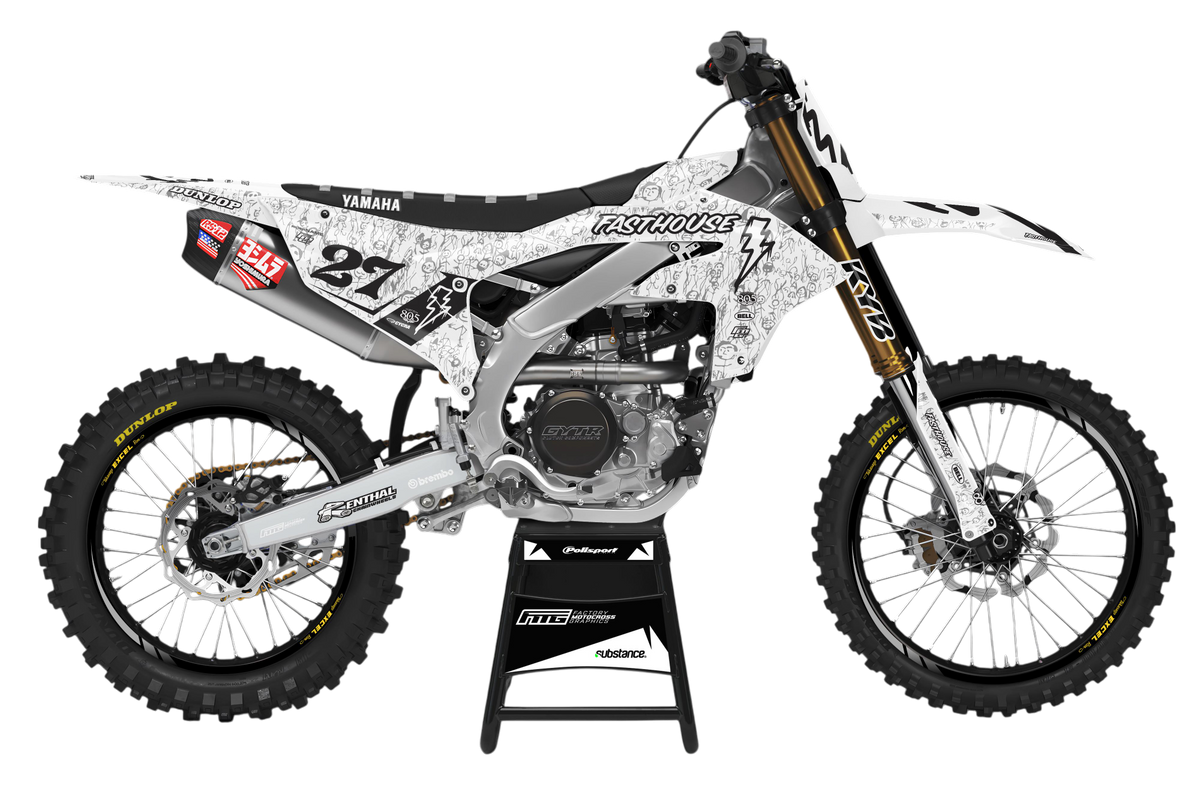 YAMAHA FASTHOUSE doodle White V1 GRAPHICS KIT. YZ YZF PW TR WR WRF FAC ...