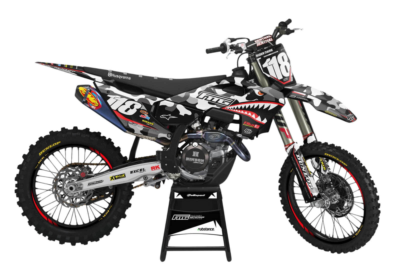 Husqvarna Shark Mouth CAMOUFLAGE  GRAPHICS KIT.