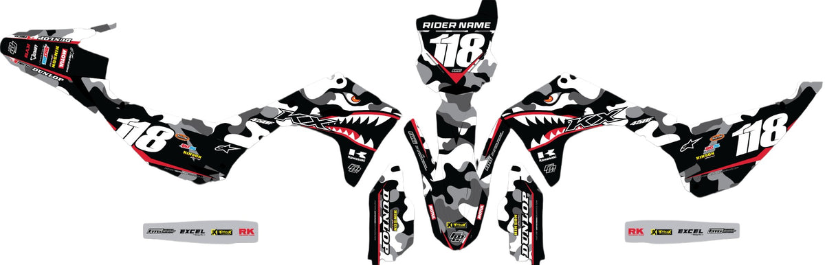 KAWASAKI Shark Mouth CAMOUFLAGE GRAPHICS KIT.