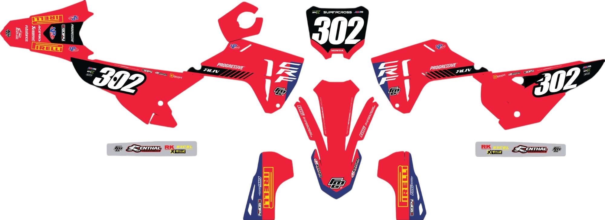 PROGRESSIVE HONDA PIRELLI EDITION  GRAPHICS KIT.