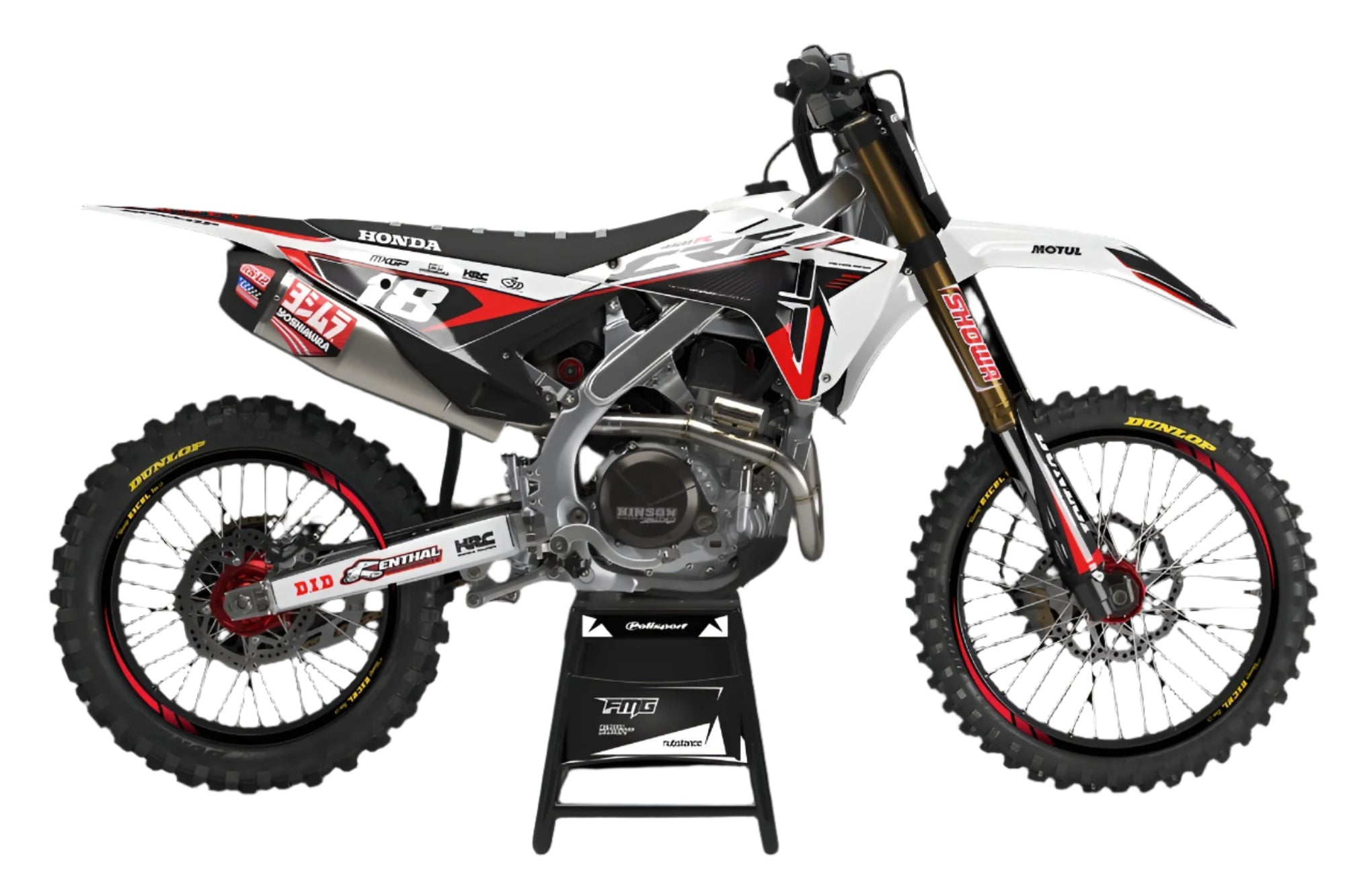 Honda CRF/CR Black White Fusion Graphics Kit