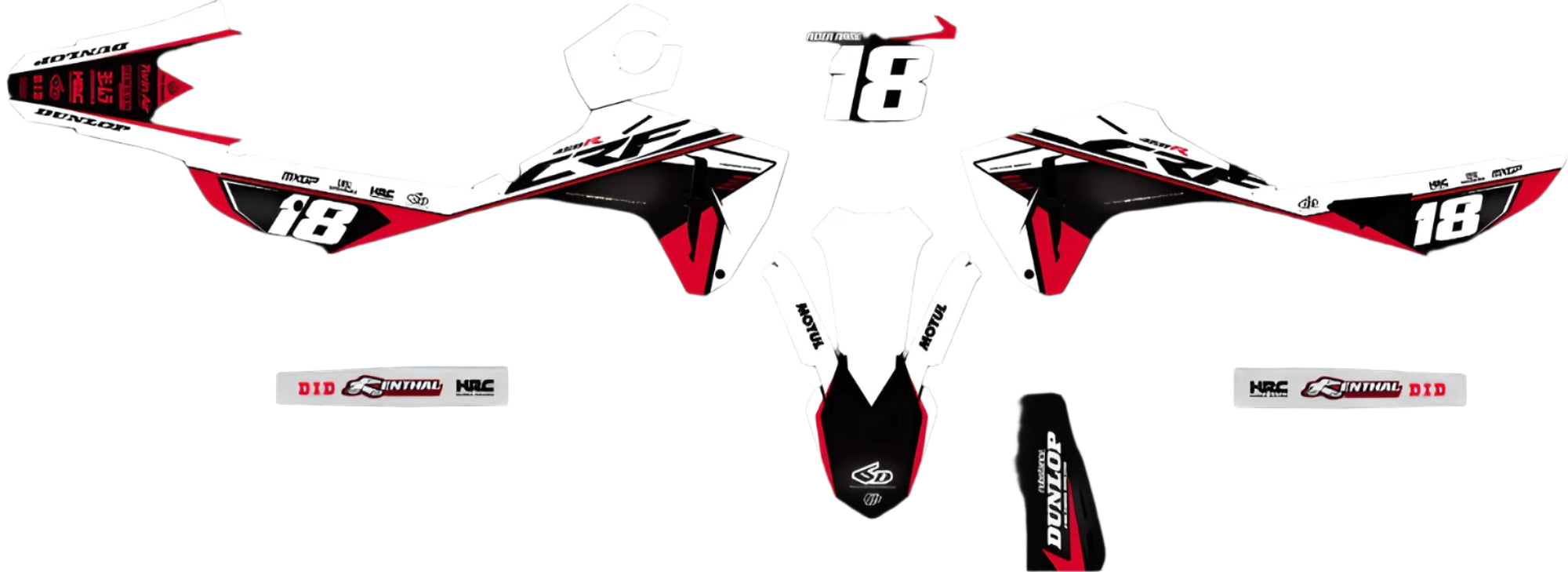 Honda CRF/CR Black White Fusion Graphics Kit