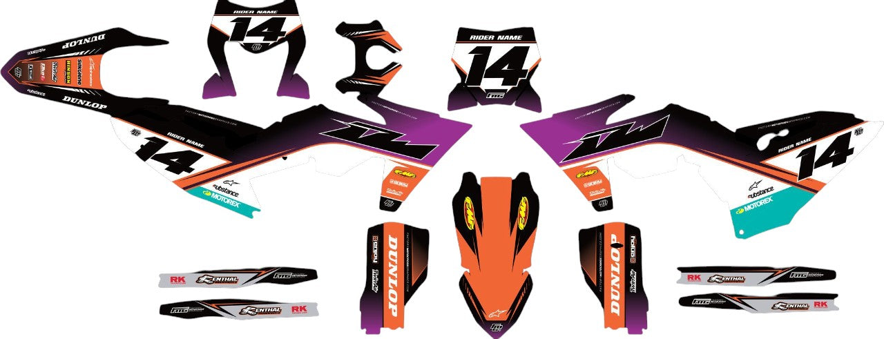 Fits KTM  Velocity Purple Black & Orange Graphics Kit