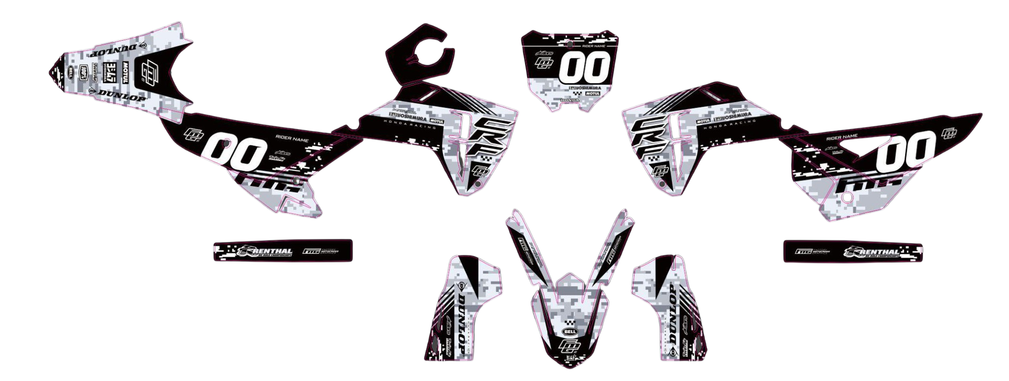 Honda CRF / CR Digital Camouflage Graphics Kit Factory Motocross Graphics