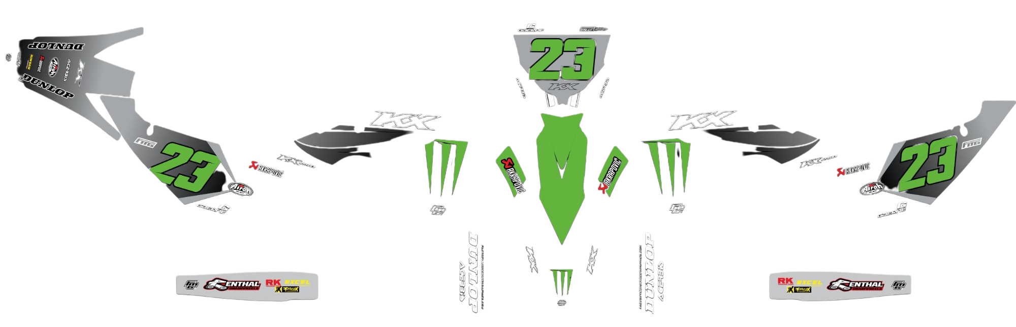 KAWASAKI KXF / KX Monster Rep GRAPHICS KIT Factory Motocross Graphics