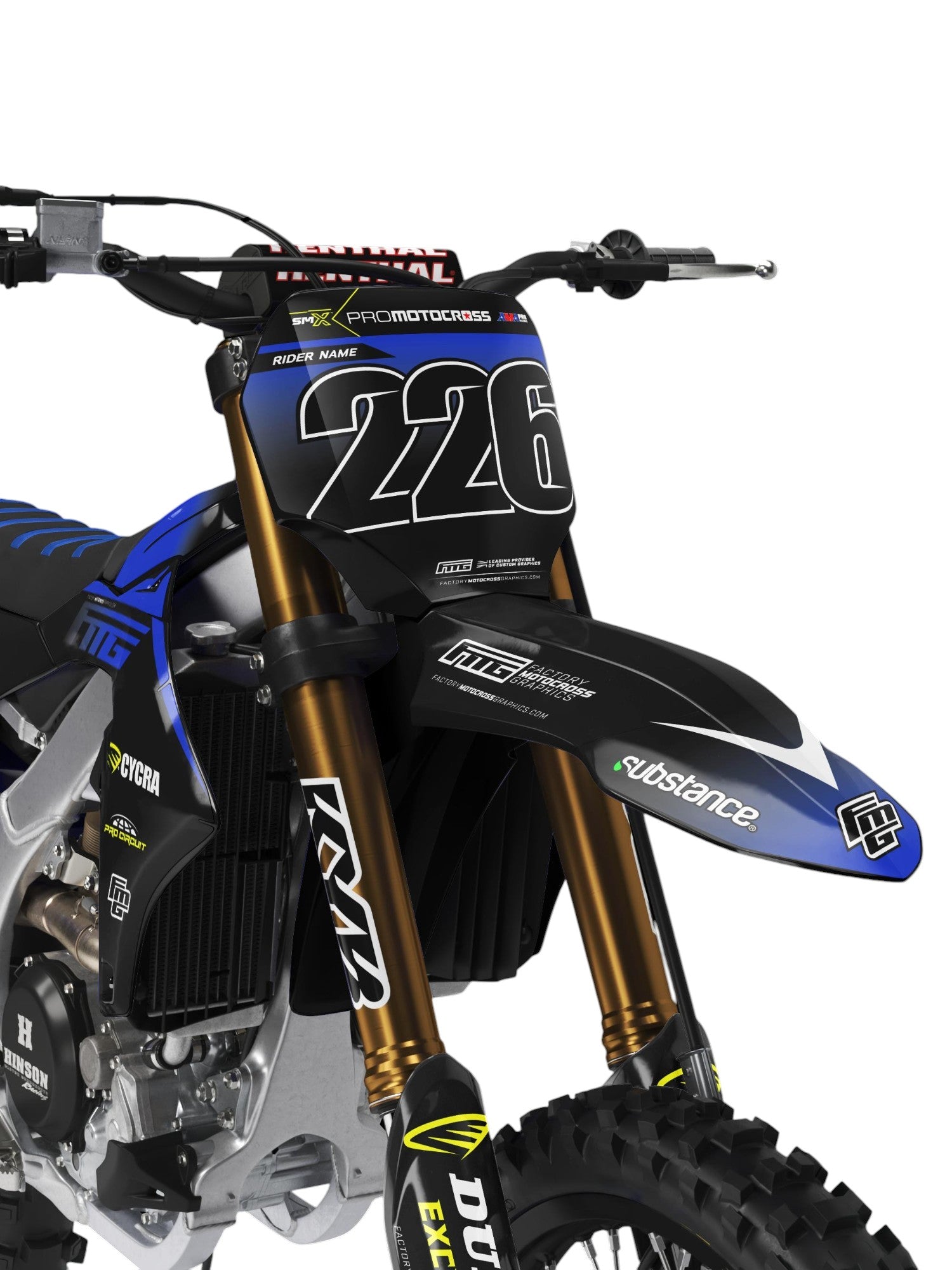 YAMAHA Team FMG Black Graphics Kit. YZF YZ PW TTR WR WRF Factory Motocross Graphics