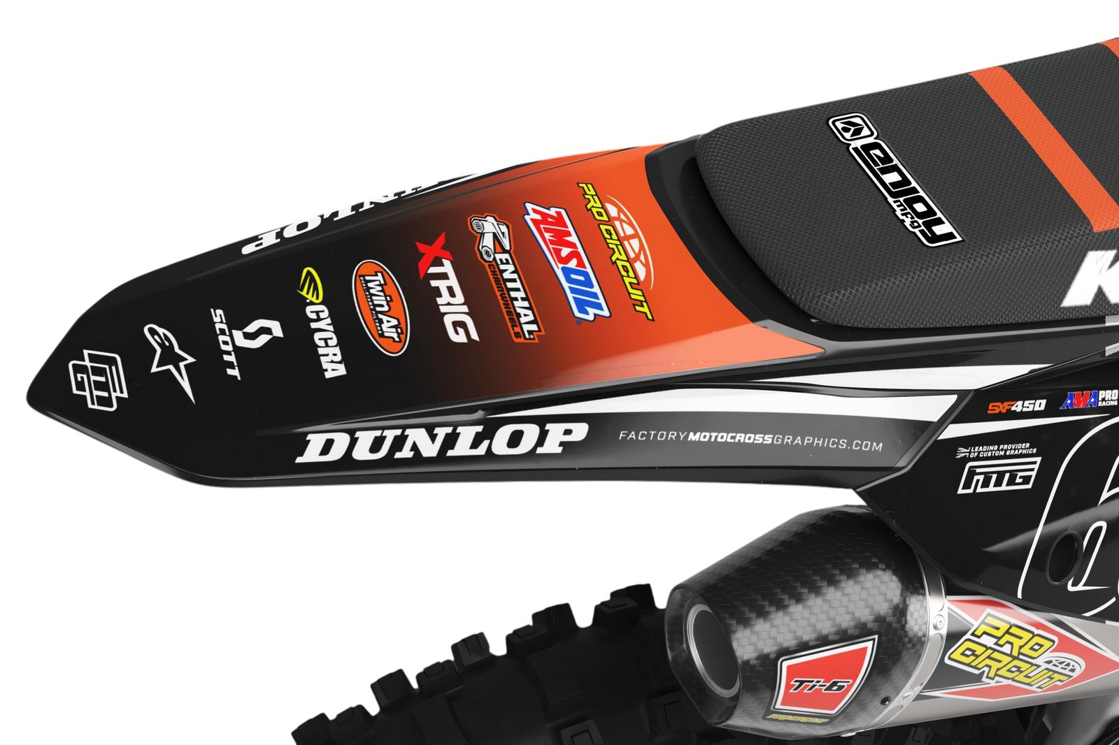 Geschikt voor KTM Team FMG Black Graphics Kit.