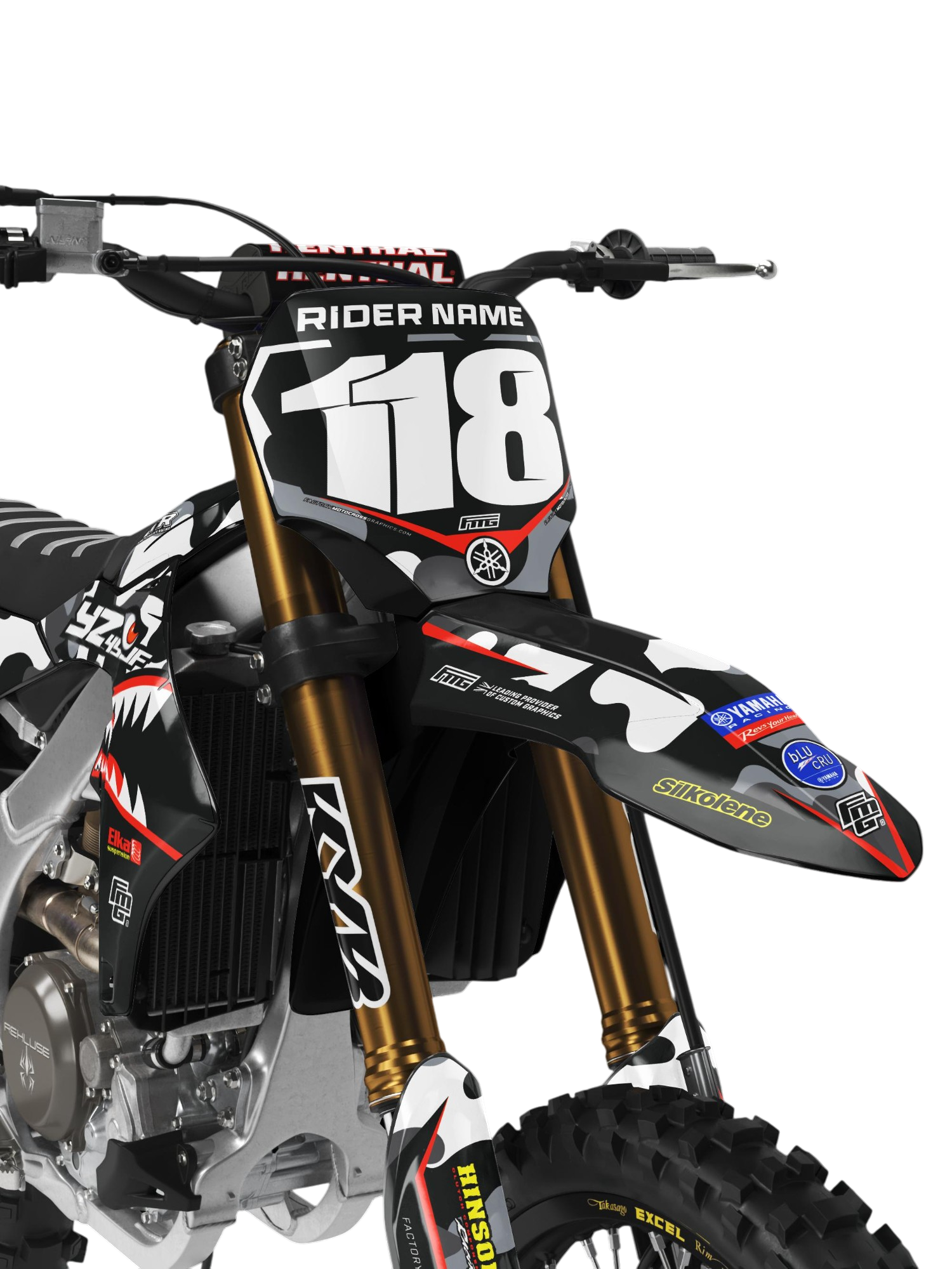 Shark Mouth CAMOUFLAGE  GRAPHICS KIT. YAMAHA YZ YZF PW TR WR WRF  FACTORY MOTOCROSS GRAPHICS