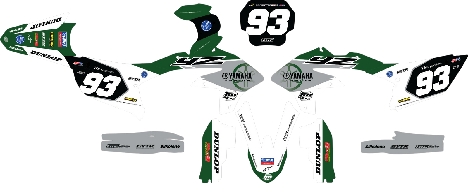 British Racing Green GYTR Yamaha GRAFISCHE KIT.