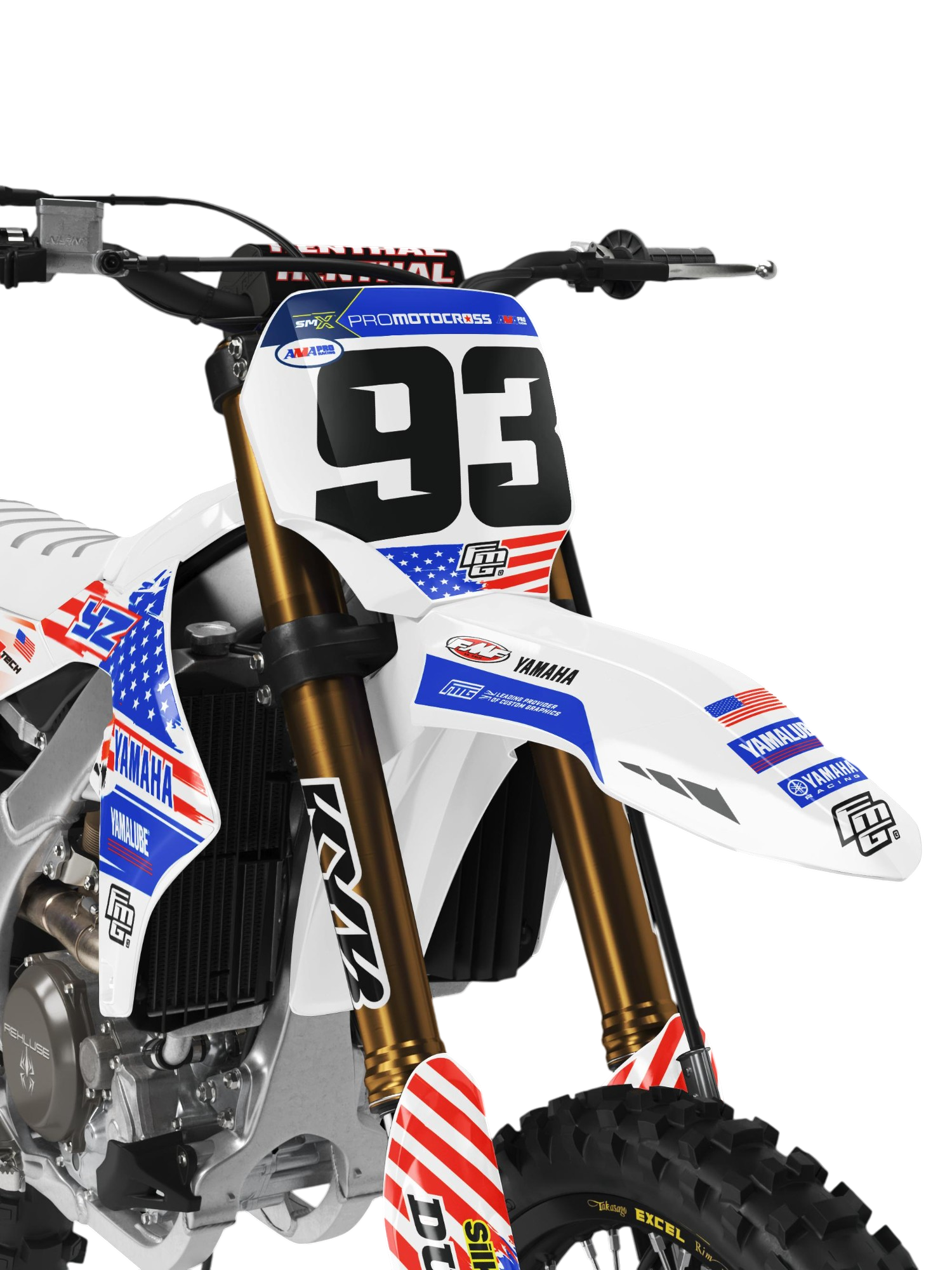 Yamaha GYTR RED WHITE & BLUE GRAPHICS KIT.  YZ YZF PW TR WR WRF  FACTORY MOTOCROSS GRAPHICS