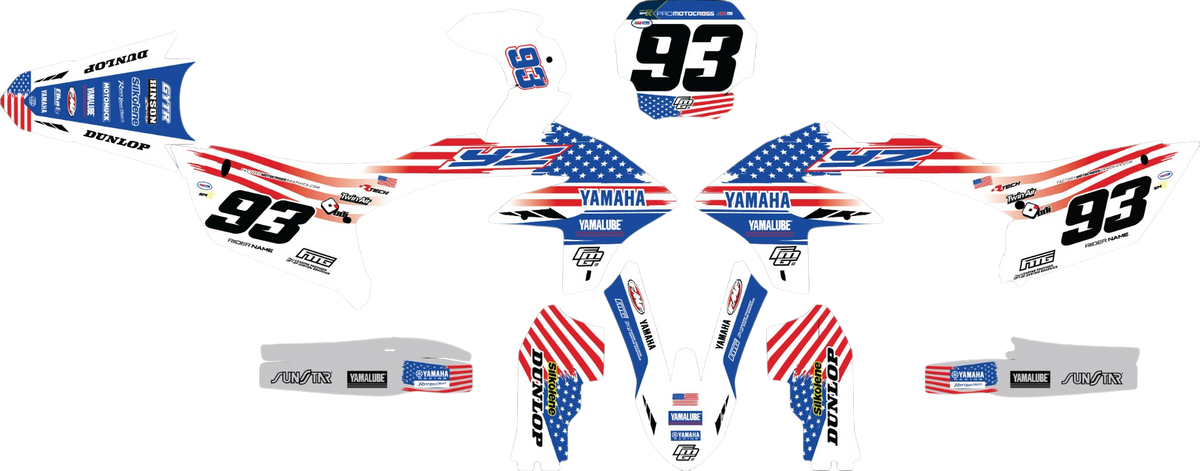 KIT GRAPHIQUE Yamaha GYTR ROUGE BLANC ET BLEU.