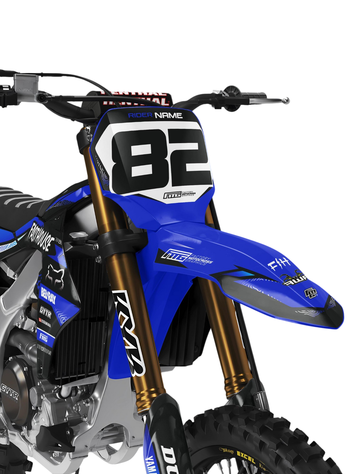 YAMAHA FASTHOUSE ZWART &amp; BLAUWE GRAFISCHE KIT.