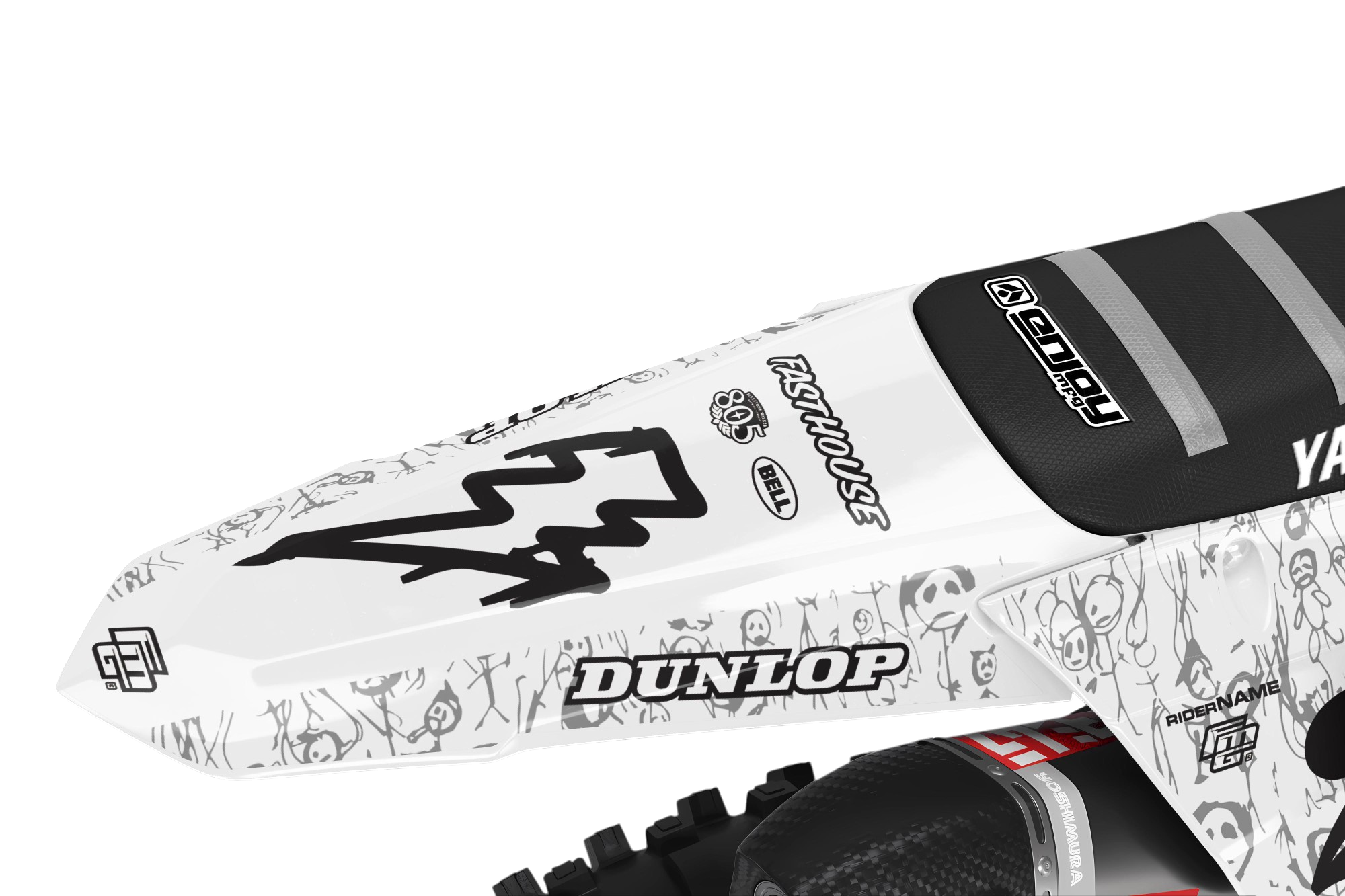 YAMAHA FASTHOUSE doodle White V1 GRAPHICS KIT.  YZ YZF PW TR WR WRF  FACTORY MOTOCROSS GRAPHICS