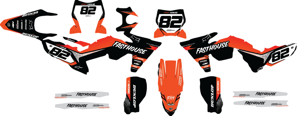 FASTHOUSE Fits KTM Orange &amp; Black GRAPHICS KIT.